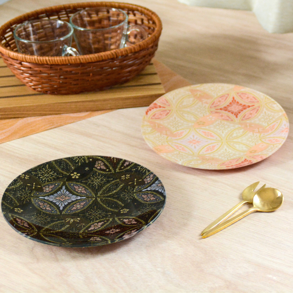 西陣織皿 ORI-ZARA <ピンク・ブラックセット> / k-cs/ケイクス 西陣織皿 ORI-ZARA <ピンク・ブラックセット> / k-cs/ケイクス